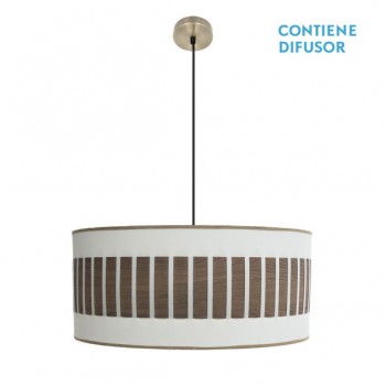 Distribuidor - Lâmpadas Diversas | Colgantes Moderno | COLGANTE IVANNA 3XE27 CUERO/BLANCO-MADERA OSCURA REGX60X60 CM Ref: 188496084
